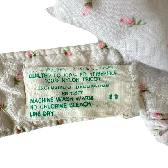 Vintage A Tiny Tots Original Quilted Jumpsuit Girls Toddler 18M White Pink Roses - Picture 4 of 8